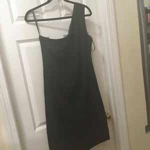 One shoulder black dress